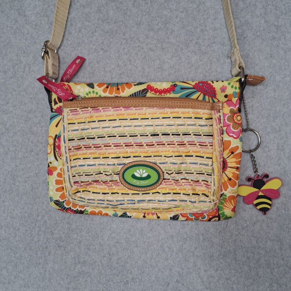 Lily Bloom Purse Bag Busy Bee Pattern Design Handbag Pockets Adjustable Strap